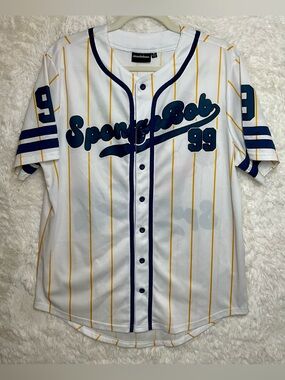 Spongebob Squarepants Pinstripe Baseball Jersey #99 Nickelodeon Men’s Medium